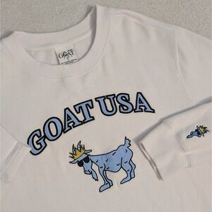 Goat USA White Pullover Size Adult Medium Sweatshirt Poly Blend